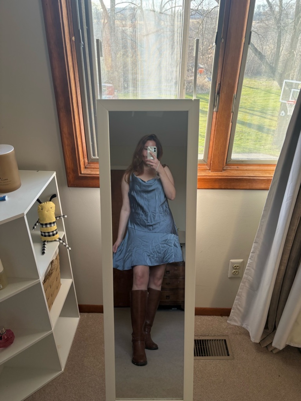 wild fable Steel Blue Satin Mini Dress